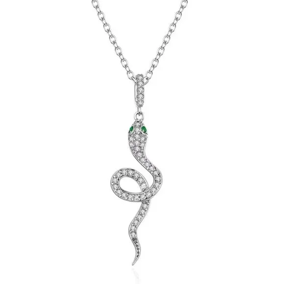 NEW Silver Micro-set Zircon Small Snake Necklace - Picture 3 of 6